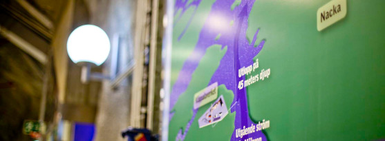 Examensarbete, praktik och sommarjobb Bilden visar en skylt nere i bergsanläggningen